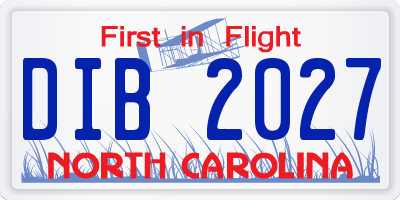 NC license plate DIB2027