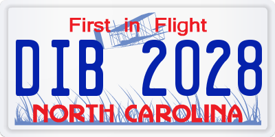 NC license plate DIB2028
