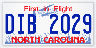 NC license plate DIB2029