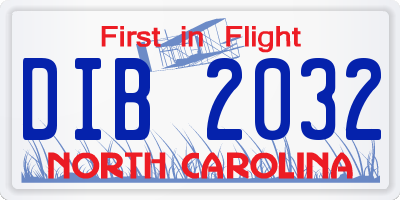 NC license plate DIB2032
