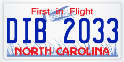 NC license plate DIB2033
