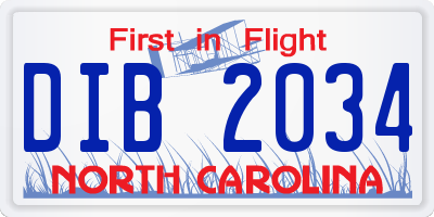 NC license plate DIB2034
