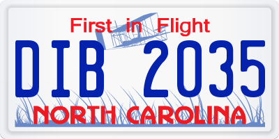 NC license plate DIB2035