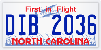 NC license plate DIB2036