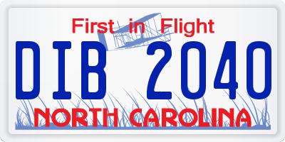 NC license plate DIB2040
