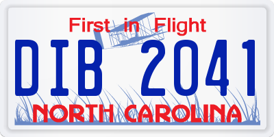 NC license plate DIB2041
