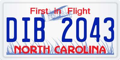 NC license plate DIB2043