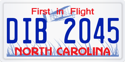 NC license plate DIB2045