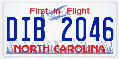 NC license plate DIB2046
