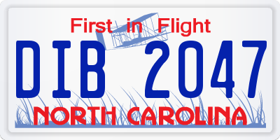 NC license plate DIB2047