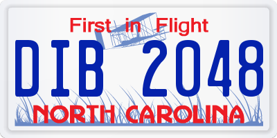 NC license plate DIB2048