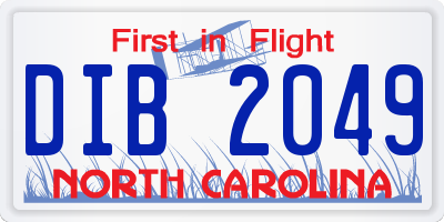 NC license plate DIB2049