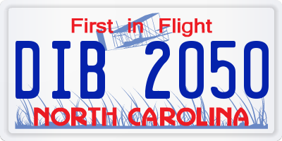 NC license plate DIB2050