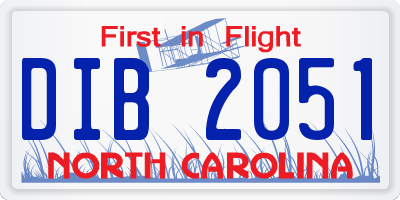 NC license plate DIB2051