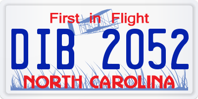 NC license plate DIB2052
