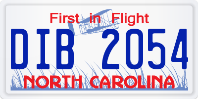 NC license plate DIB2054