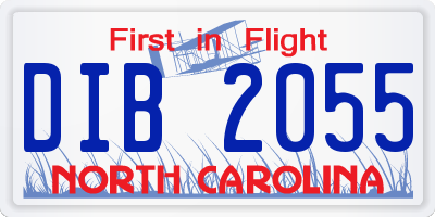 NC license plate DIB2055
