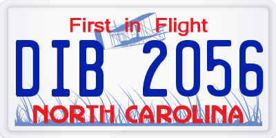 NC license plate DIB2056