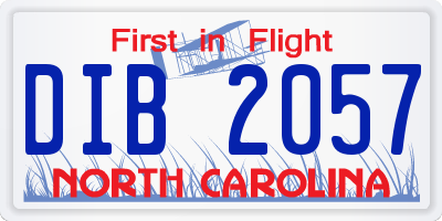 NC license plate DIB2057