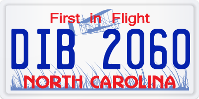 NC license plate DIB2060