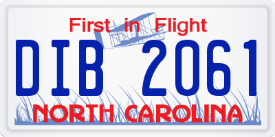 NC license plate DIB2061