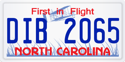 NC license plate DIB2065