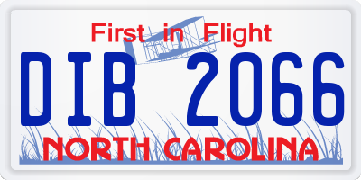 NC license plate DIB2066