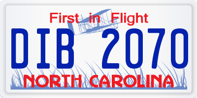 NC license plate DIB2070