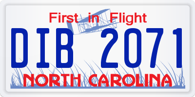 NC license plate DIB2071