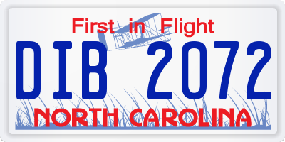 NC license plate DIB2072
