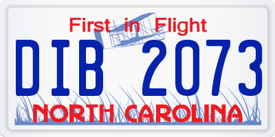 NC license plate DIB2073