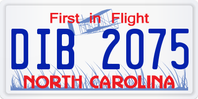 NC license plate DIB2075