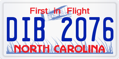 NC license plate DIB2076