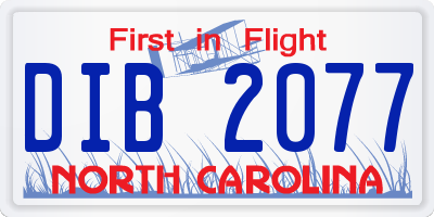 NC license plate DIB2077