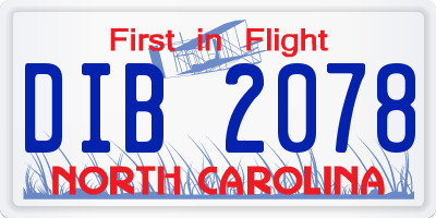 NC license plate DIB2078