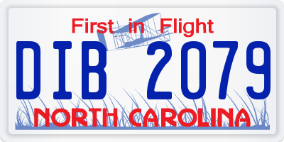 NC license plate DIB2079