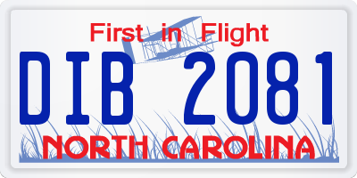 NC license plate DIB2081