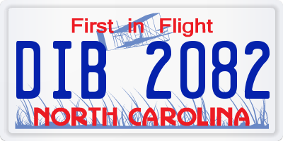 NC license plate DIB2082