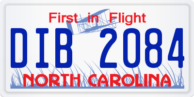 NC license plate DIB2084