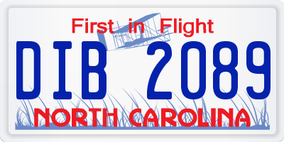 NC license plate DIB2089