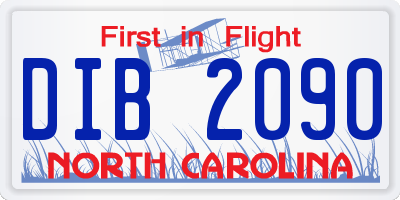 NC license plate DIB2090