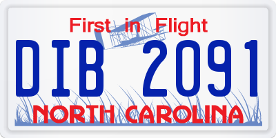NC license plate DIB2091