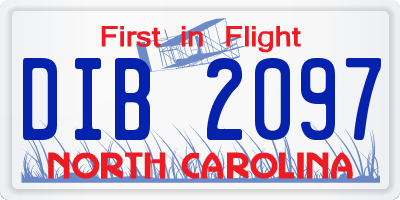 NC license plate DIB2097