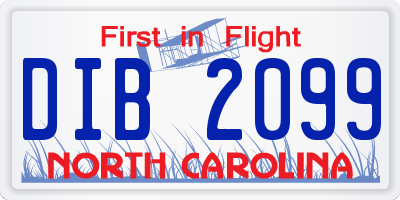 NC license plate DIB2099