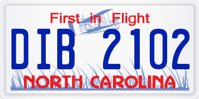 NC license plate DIB2102