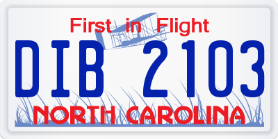 NC license plate DIB2103