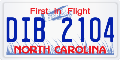 NC license plate DIB2104