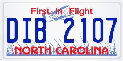 NC license plate DIB2107