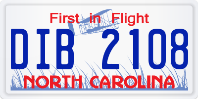 NC license plate DIB2108