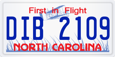 NC license plate DIB2109